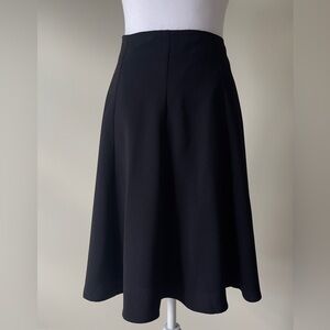 CECE Women's Moss Crepe A-Line Knee Length Flounce Black Skirt EUC Size 6